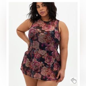 Torrid Underwire Short Mesh Overlay Swim Dress with Brief